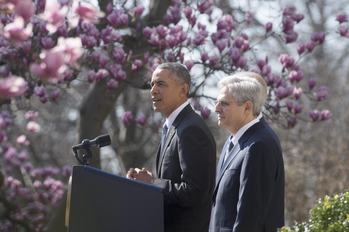 President Obama announces Merrick Garland as his nominee to the United States Supreme Court in the Rose Garden of the White House on March 16.