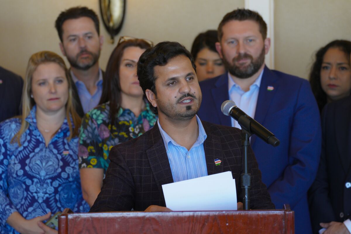 Lucky Manan shared his experience as an Afghan evacuee brought to San Diego at a press conference Saturday.