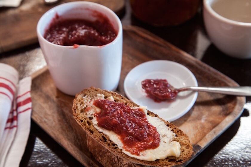 At Friends and Family, an upcoming bakery from Roxana Jullapat and Daniel Mattern, they'll be making their own jam, including this strawberry-rhubarb jam.