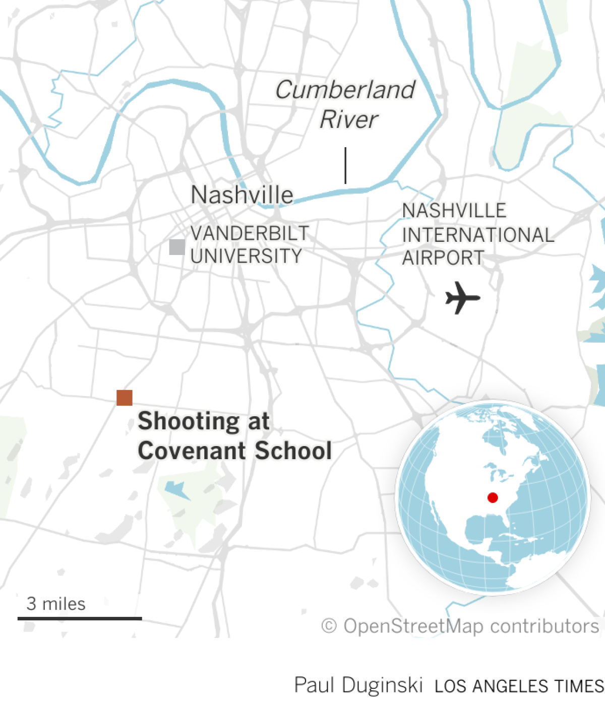 Locator of Covenant School, site of a shooting in Nashville, Tenn.