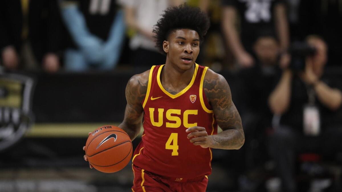 USC guard Kevin Porter Jr. controls the ball during a game against Colorado on March 9.