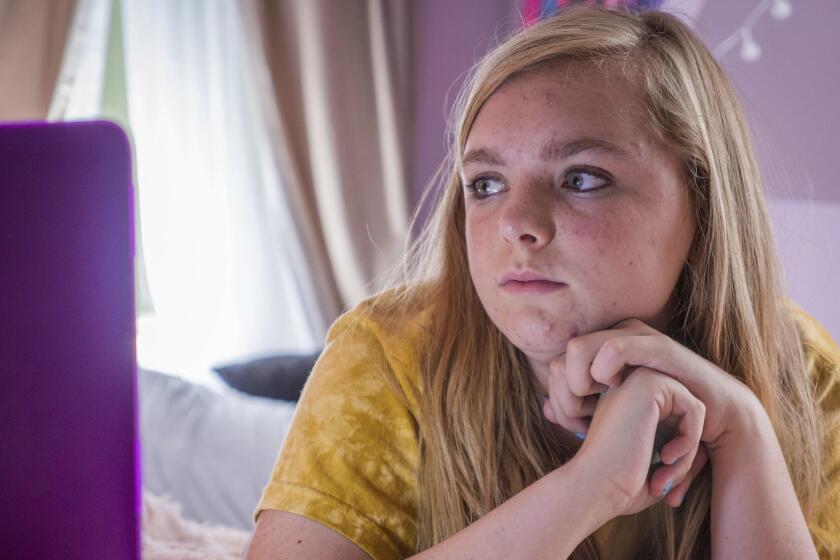 This image released by A24 shows Elsie Fisher in a scene from "Eighth Grade." Actual 8th graders will be able to see the R-rated coming-of-age movie âEighth Gradeâ in select movie theaters across the nation Wednesday. The filmâs distributor A24 says Monday, Aug. 6, that itâs hosting a night of free screenings in every state on August 8 and waving the R-rating to allow kids of all ages to experience the film. There is at least one participating theater in each state. (Linda Kallerus/A24 via AP)