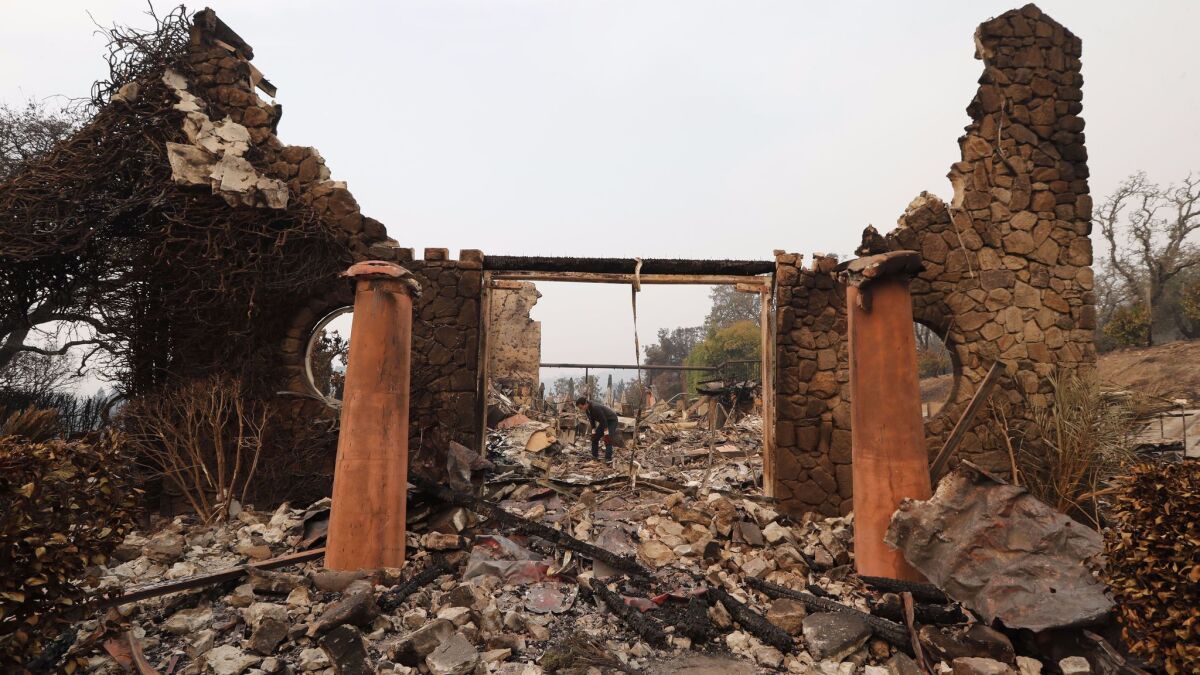The remains of a building of Signorello Estate Winery destroyed by fire in Napa, California, on Oct. 11, 2017. It isn't clear yet how tourism will be affected in the long run.