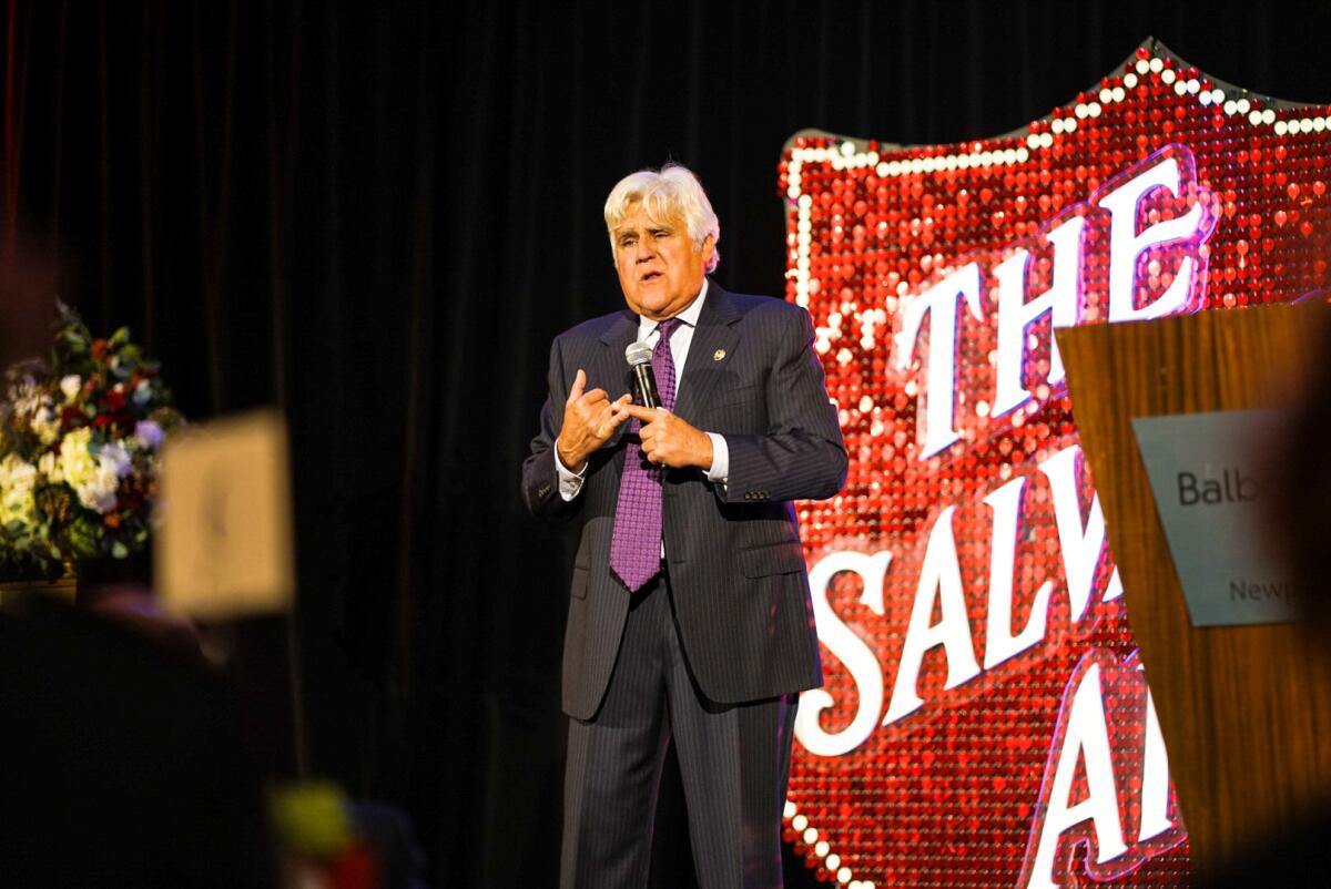 Jay Leno has the audience roaring laughter at the "A Night For Others" fundraiser in Newport Beach. 