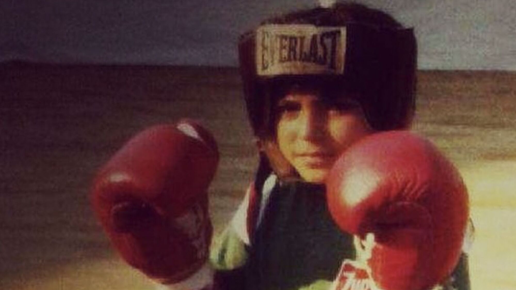 A boy with boxing gloves