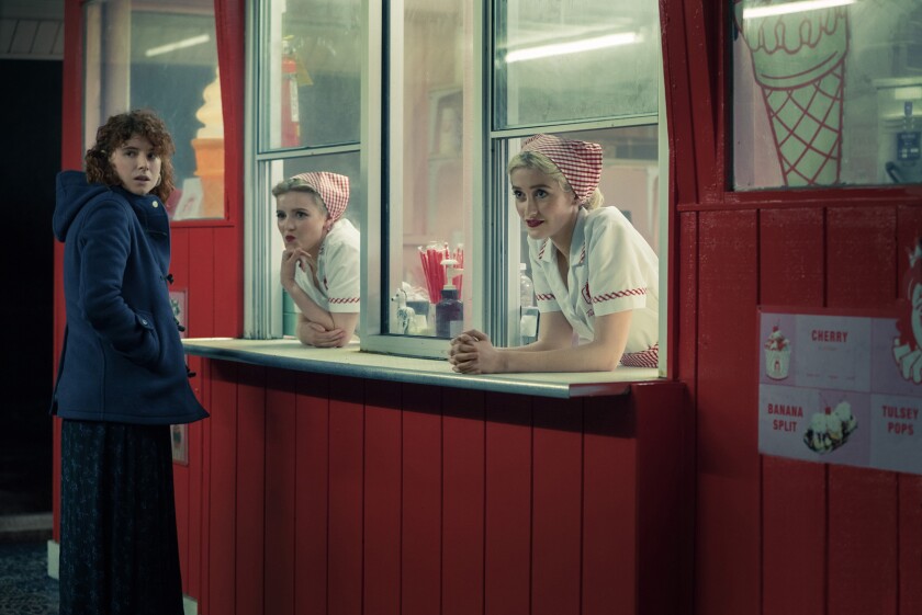 Buckley's girlfriend visits the fictional Tulsey Town in a scene from "I'm Thinking of Ending Things."
