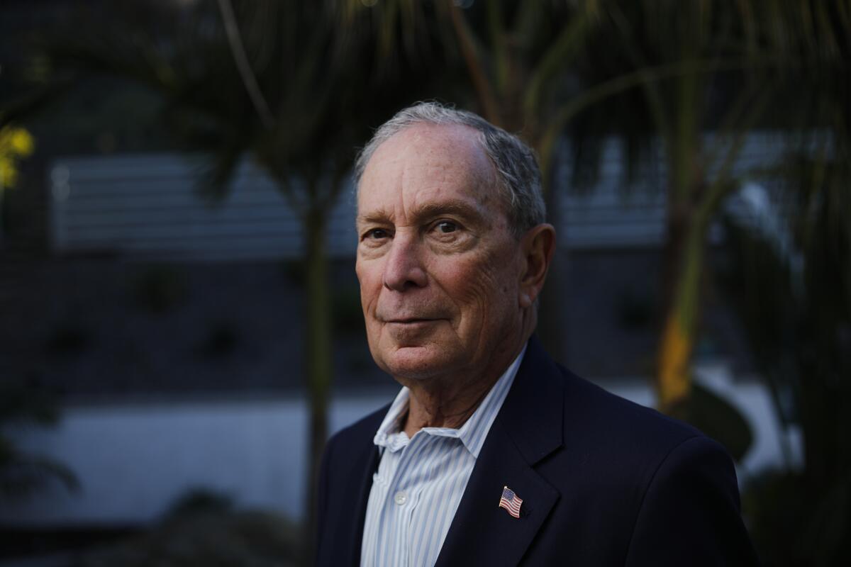 Democratic presidential candidate Mike Bloomberg poses for a portrait at a home in San Diego on Sunday, Jan. 5, 2020.