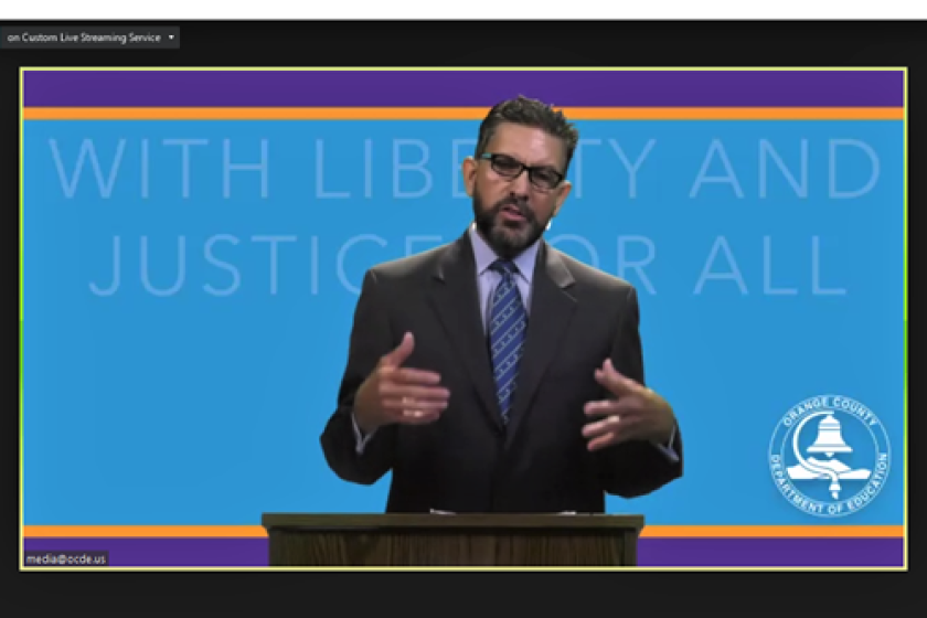 Orange County Department of Education Supt. Al Mijares on Wednesday moderates a virtual forum "With Liberty and Justice for All."