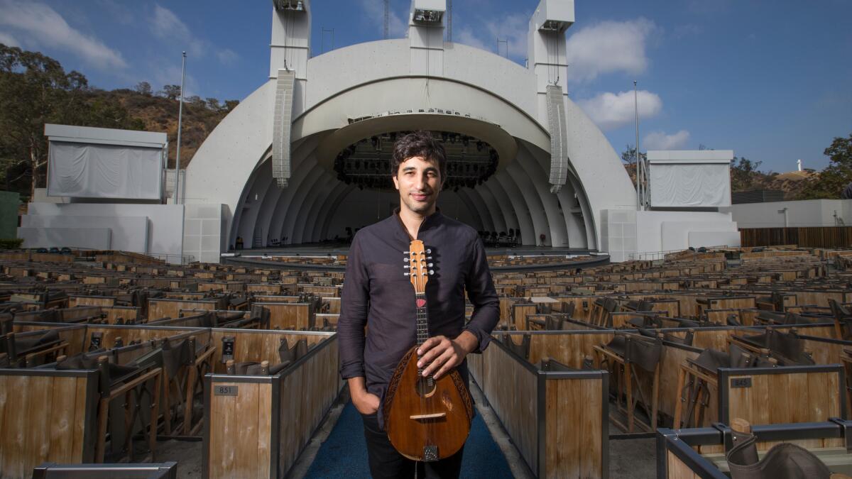 Avi Avital, photographed earlier this week at the Hollywood Bowl. At Thursday night's concert, the mandolin player reinterpreted "The Four Seasons" with hair-raising technical prowess.