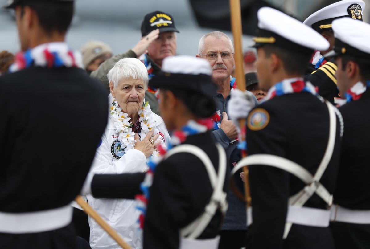Linda Stull, an honorary member of the San Diego chapter of the Pearl Harbor Survivors Association