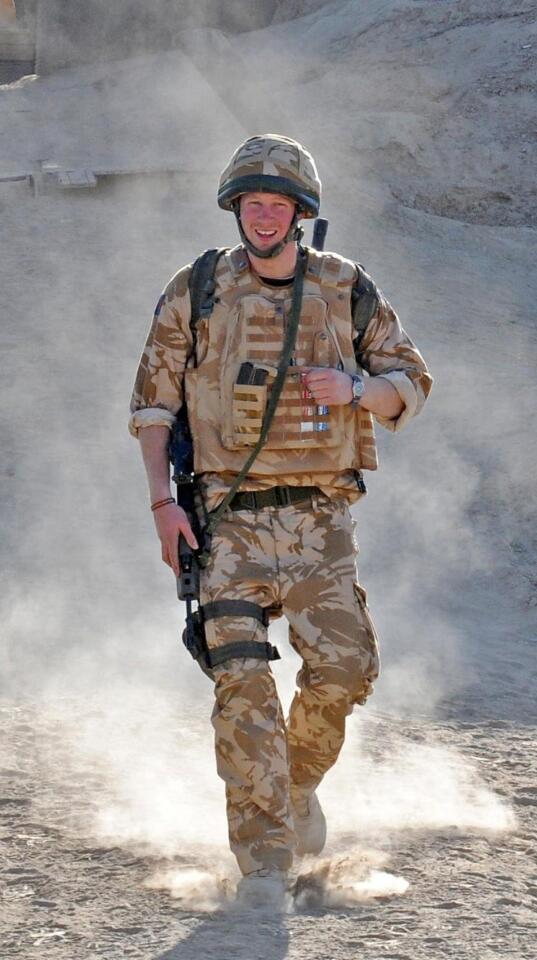 Prince Harry patrols through the deserted town of Garmisir, Afghanistan, close to Forward Operating Base Delhi on Feb. 28, 2008.