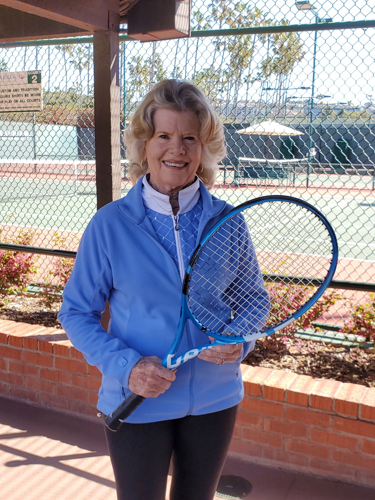 La Jolla resident Suella Steel has won 100 gold balls in tennis for national title victories.