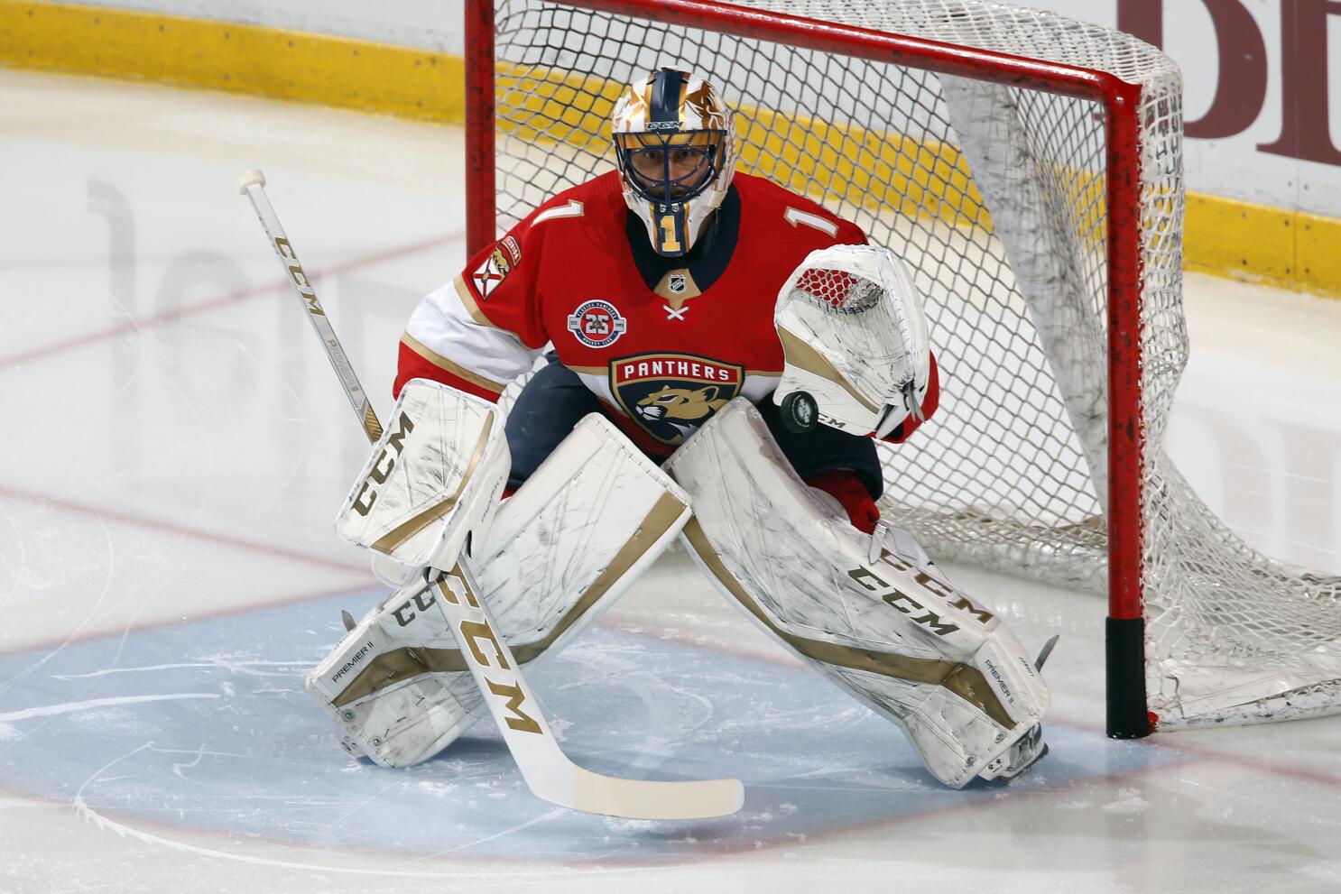 Roberto Luongo's No. 1 jersey goes to the Panthers' rafters