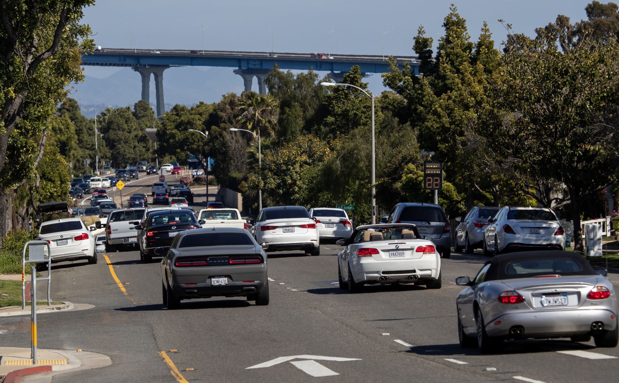Coronado motorists head to the San Diego-Coronado Bridge.