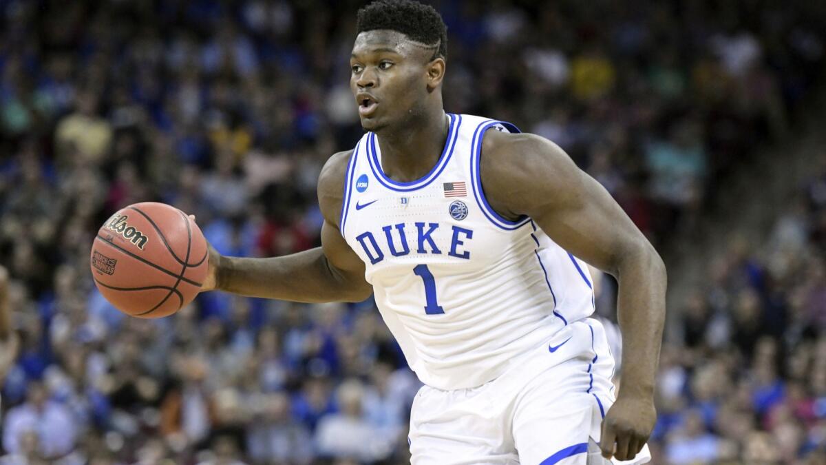 Zion Williamson is expected to be the No. 1 draft pick in June, and the Lakers have a 2% chance to land him.