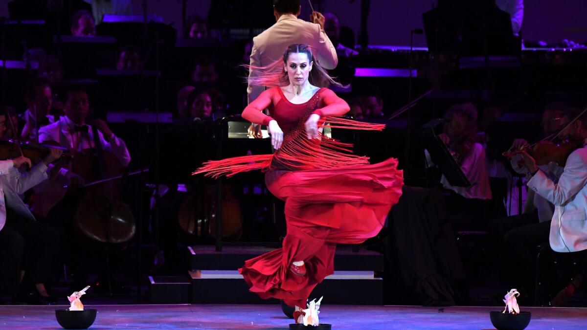 Siudy Garrido dances during Manuel de Falla's "El Amor Brujo" at the Hollywood Bowl.