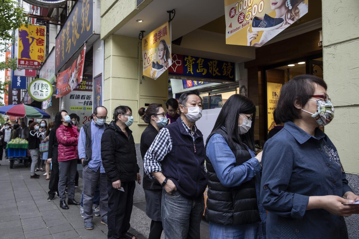 People in Taiwan wearing masks