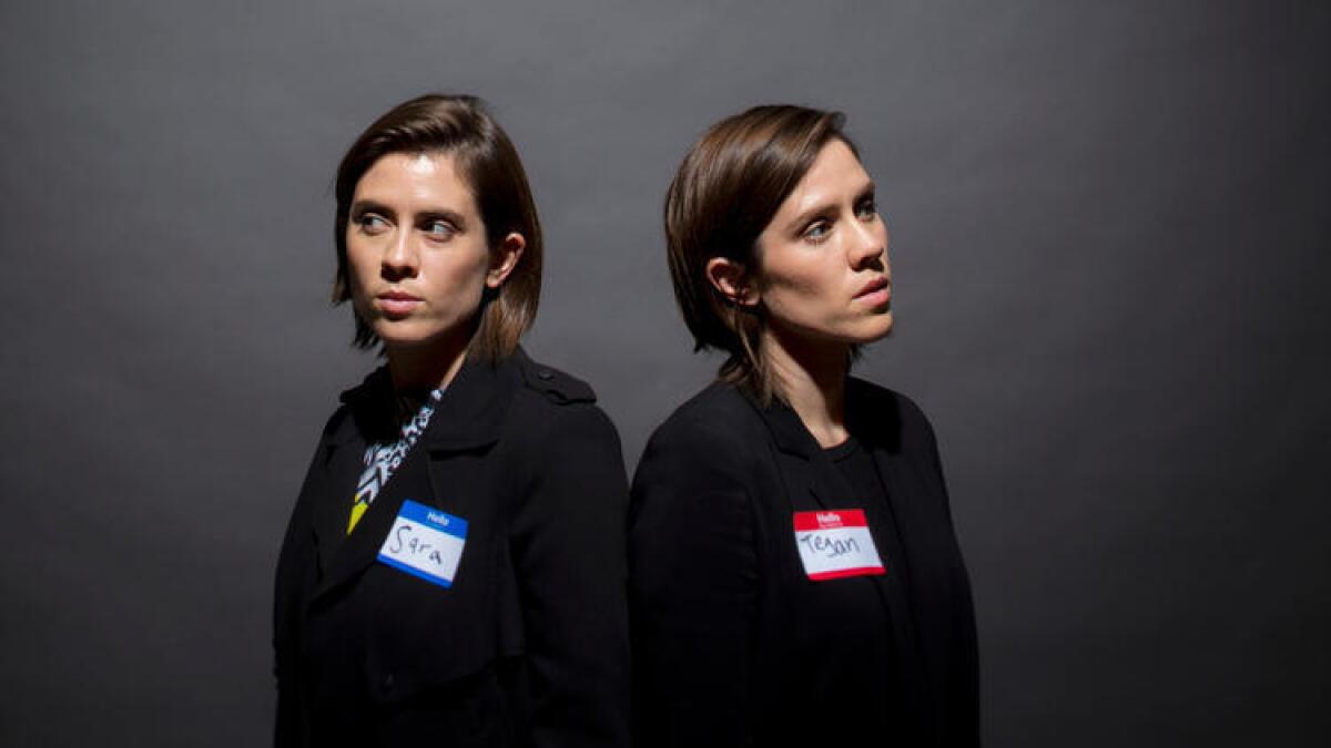 Tegan, left, and Sara Quin of the pop duo Tegan and Sara.