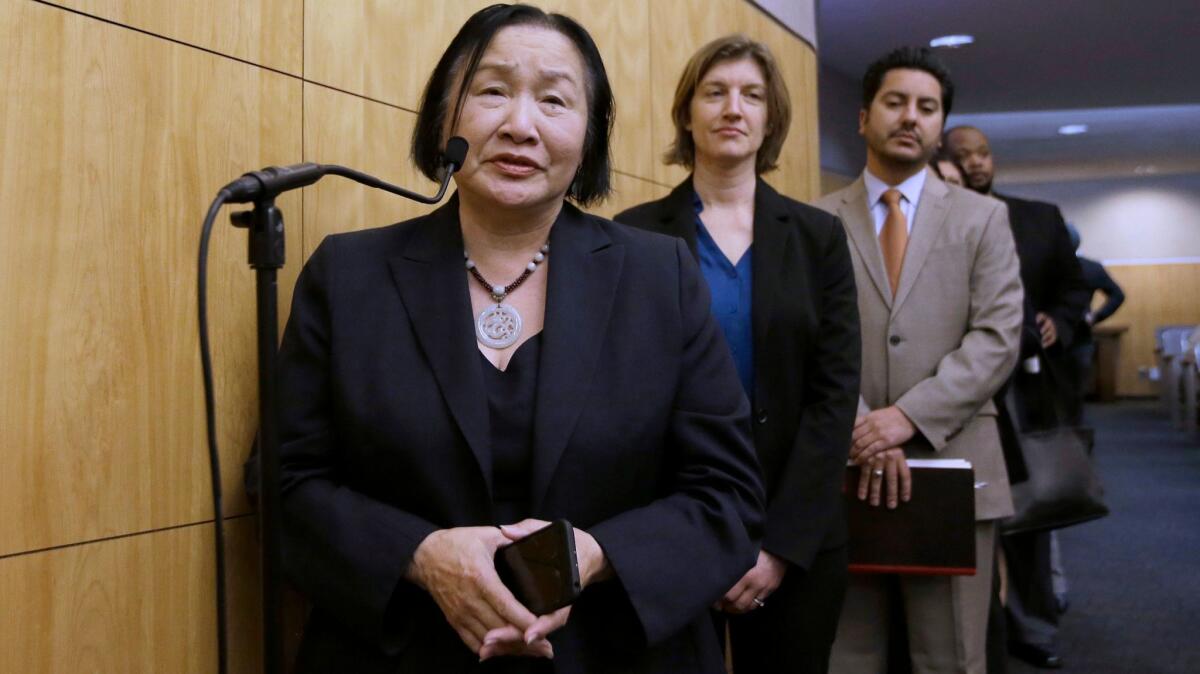 Former Oakland Mayor Jean Quan on Tuesday joined others in urging lawmakers to approve a proposed bill to prohibit local law enforcement from using resources to enforce federal immigration laws at a state Senate Public Safety Committee hearing.