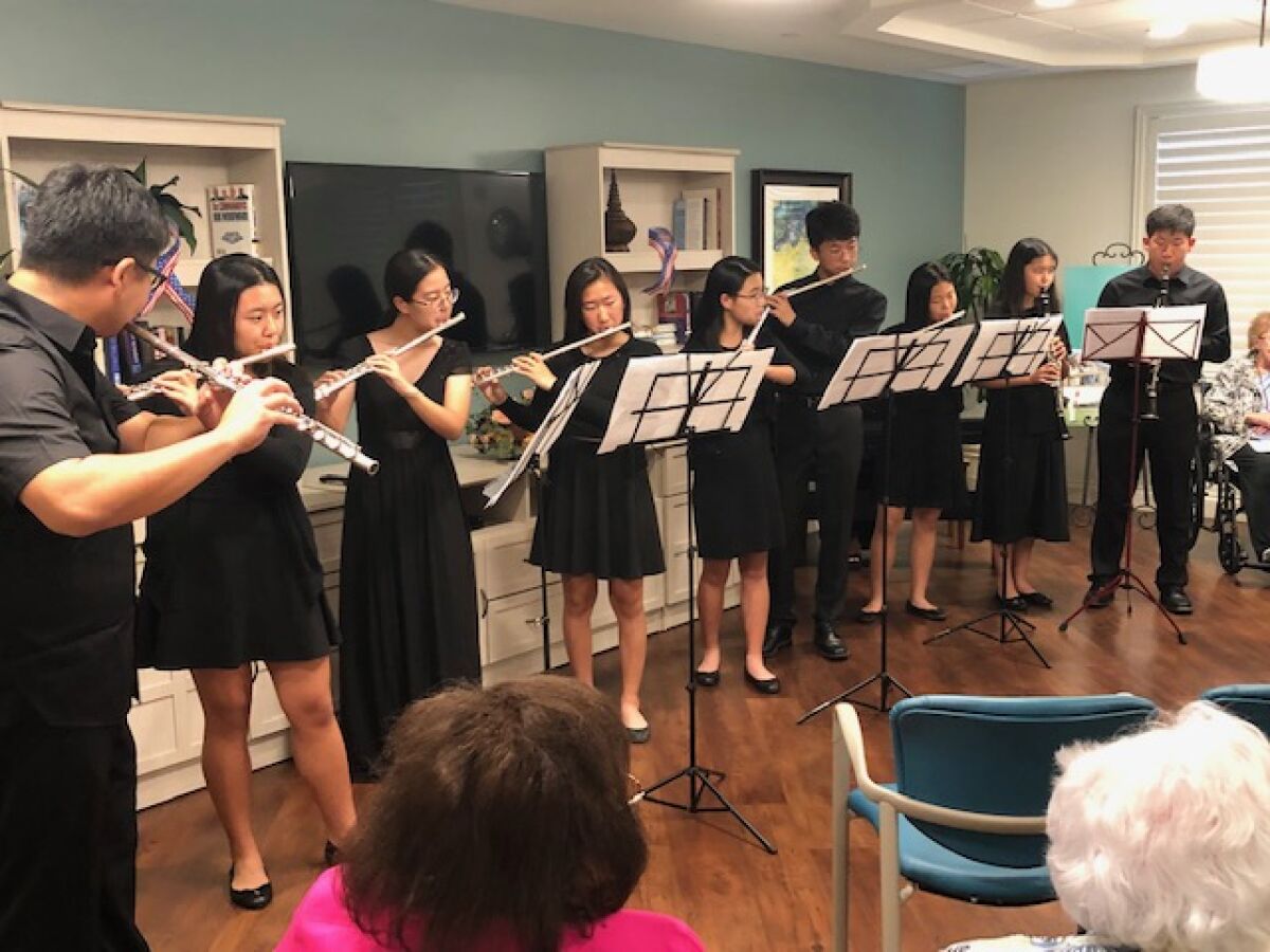 Klassic Art Students perform Sept. 22, 2019 for a National Centenarian Day event held at the senior living community, Vi at La Jolla Village.