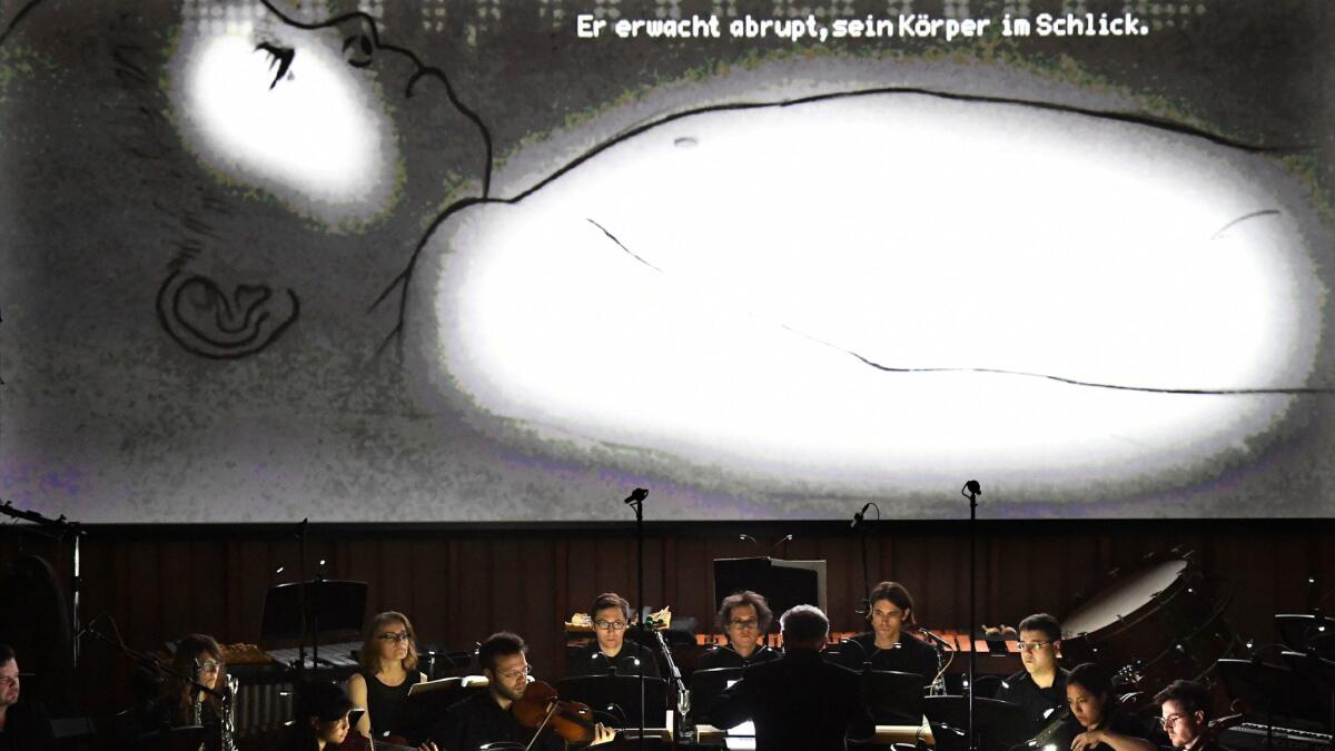An animated film by Belgian artist Hans Op de Beeck during the Monday concert.