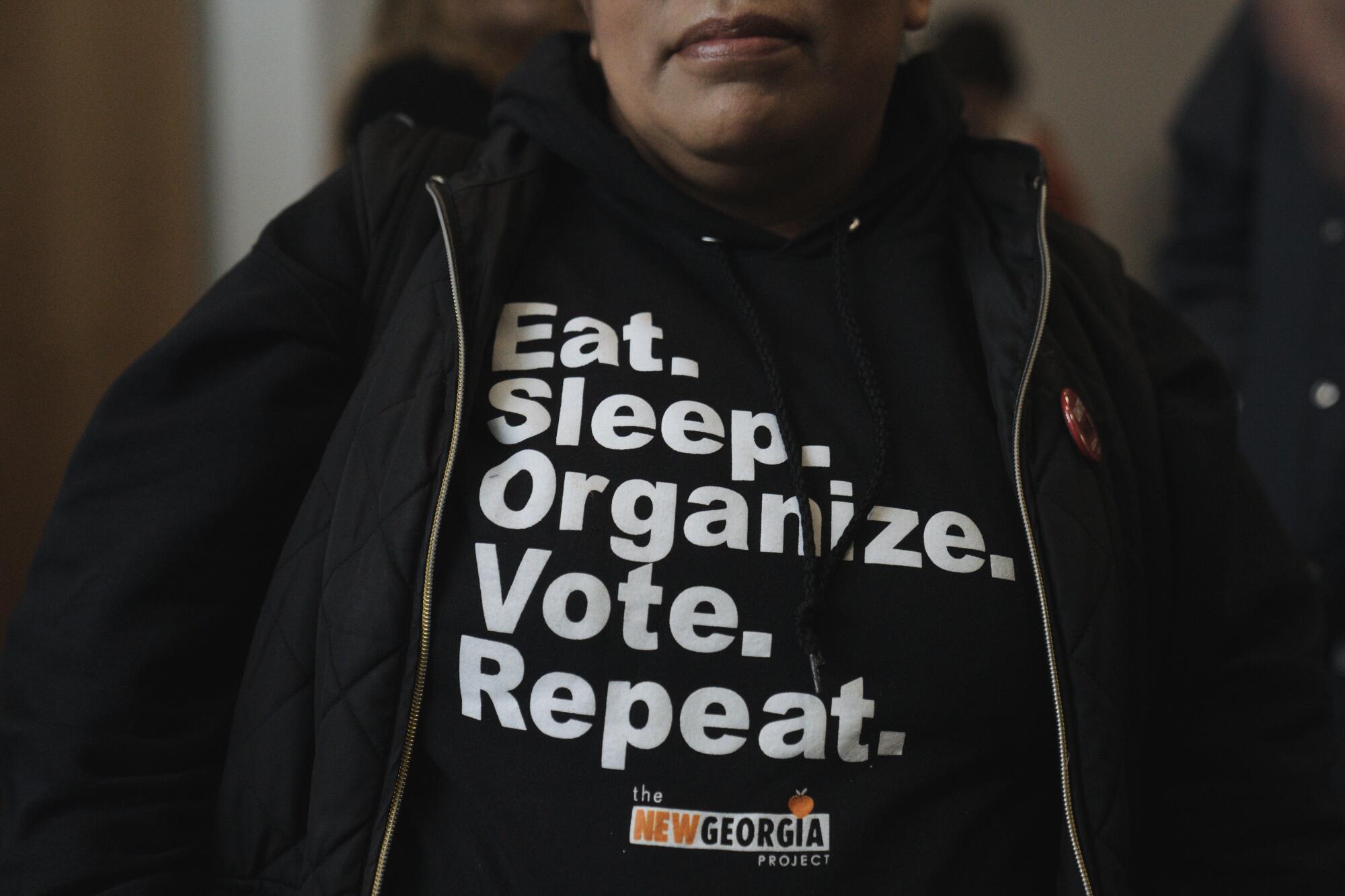 An attendee during The Troublemakers School at Los Angeles Trade Technical College in downtown Los Angeles.