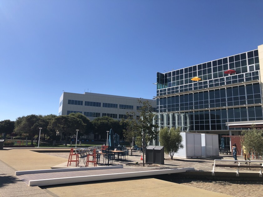 An empty extension of the Google Campus in Mountain View.