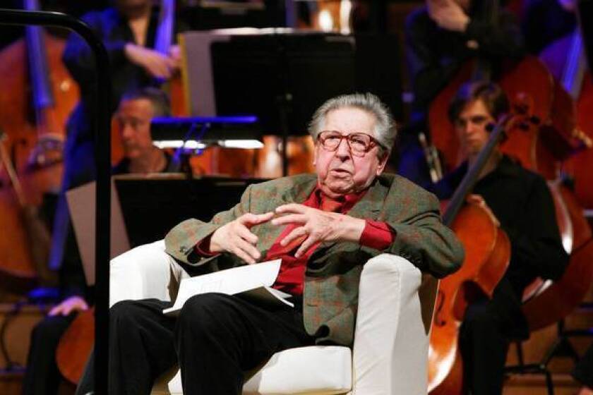 French composer Henri Dutilleux is shown at a rehearsal in Paris in 2007.