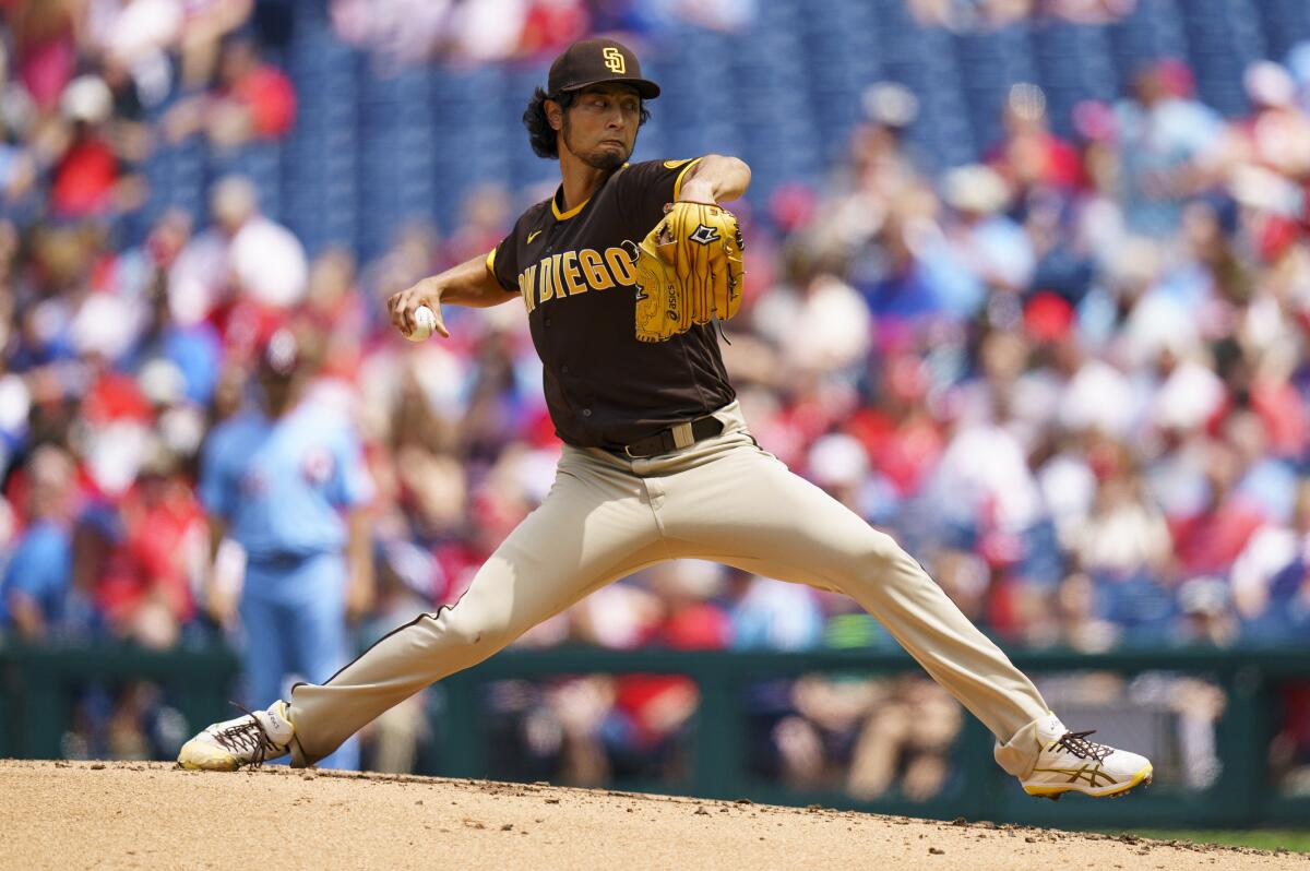 Padres starting pitcher Yu Darvish shut out the Phillies for seven innings Thursday at Citizens Bank Park.