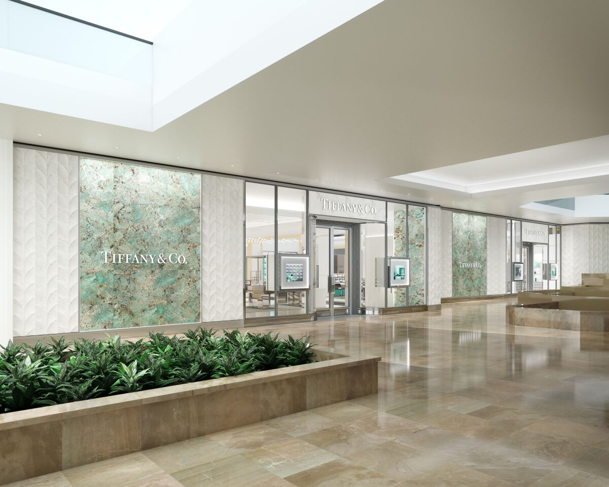 The exterior of the new Tiffany & Co. store in South Coast Plaza, as envisioned in a rendering.