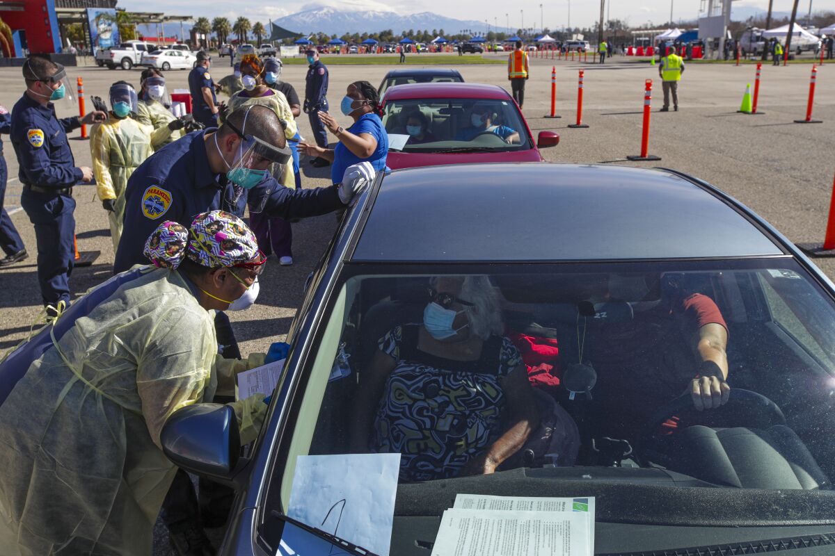 San Bernardino County's vaccination event at the Auto Club Speedway in Fontana