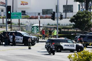 Covina, California - April 22: UA Los Angeles County sheriff's deputy is being treated after apparently being shot in the West Covina area in an area near the San Bernardino, 10, Freeway and Barranca Avenue on Monday, April 22, 2024 in Covina, California. Reports from the scene indicate the deputy was struck in a bulletproof vest and is awake and alert, but is being taken to a hospital to be checked out. Police have set up a perimeter in the area in search of a suspect, and there are unconfirmed reports that one person has been detained. (Robert Gauthier / Los Angeles Times)