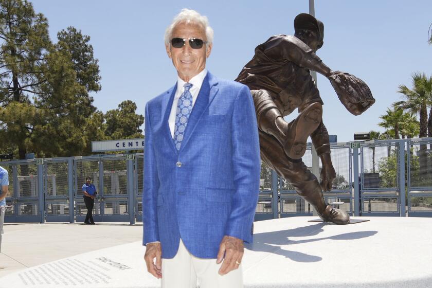 LOS ANGELES, CA - June 18: Sandy Koufax Statue Unveiling at Dodger Stadium.