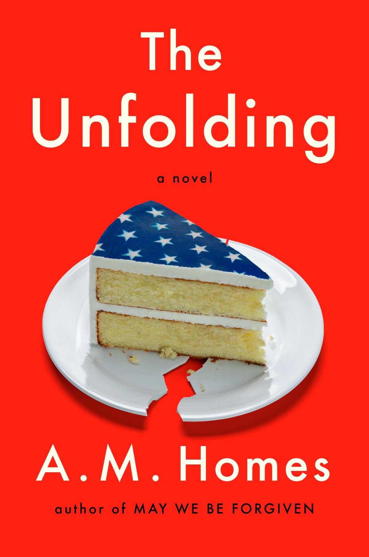 book cover has cake slice with stars on top on a broken plate 