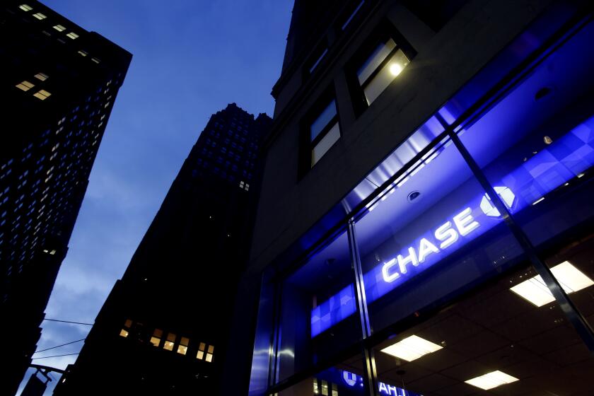 The lights are on at a branch of Chase Bank, Wednesday, Jan. 14, 2015 in New York.