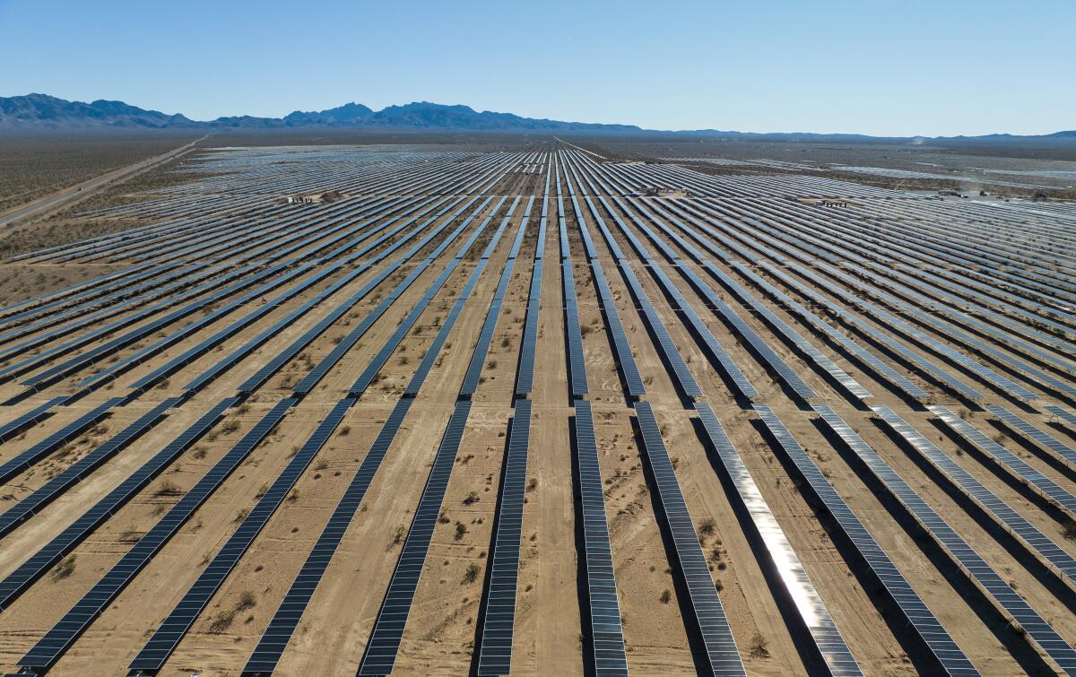 Solar panels in a desert