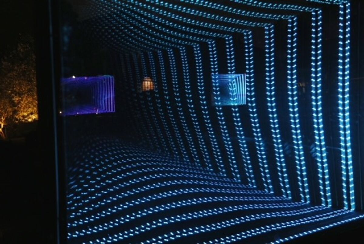 A tunnel of blue lights