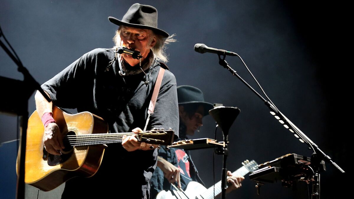 Neil Young, shown in 2016 at Desert Trip in Indio, has launched an ambitious online streaming project offering access to his full music catalog.