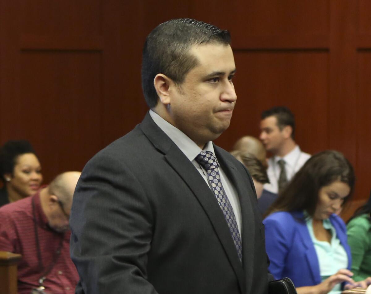 George Zimmerman enters the courtroom for his trial in in Sanford, Fla., on Wednesday.
