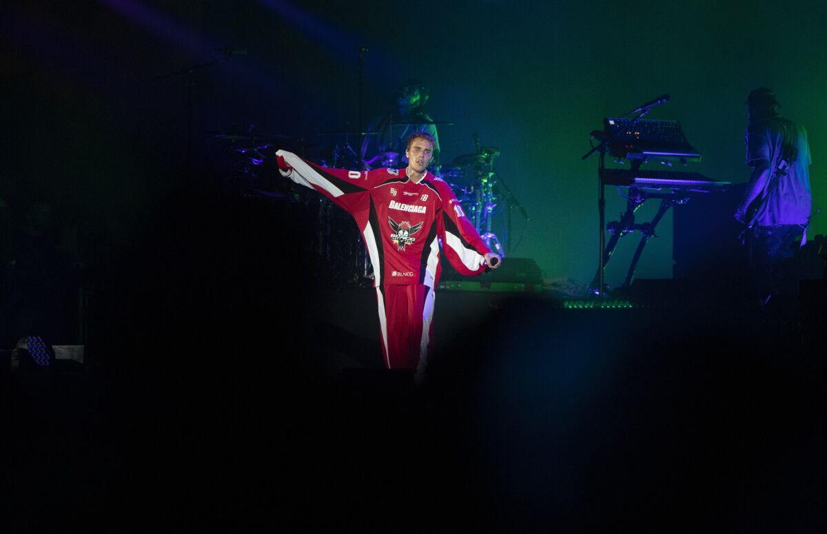 Justin Bieber performs onstage at a concert
