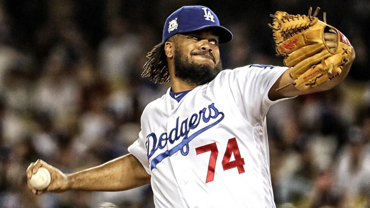 Dodgers closer Kenley Jansen works against the Cubs during a four-out save in Game 1 of the NLCS.