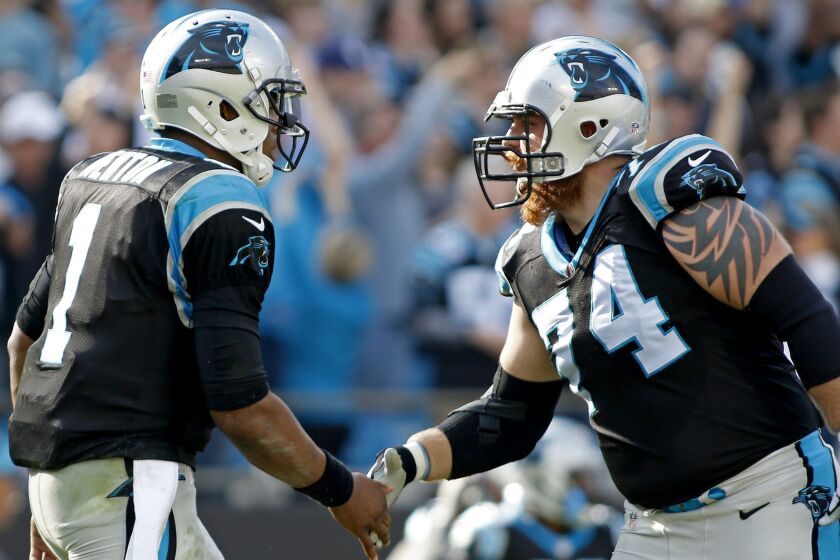 When Panthers offensive tackle Mike Remmers (74) does his job, quarterback Cam Newton (1) knows it makes his job that much easier.