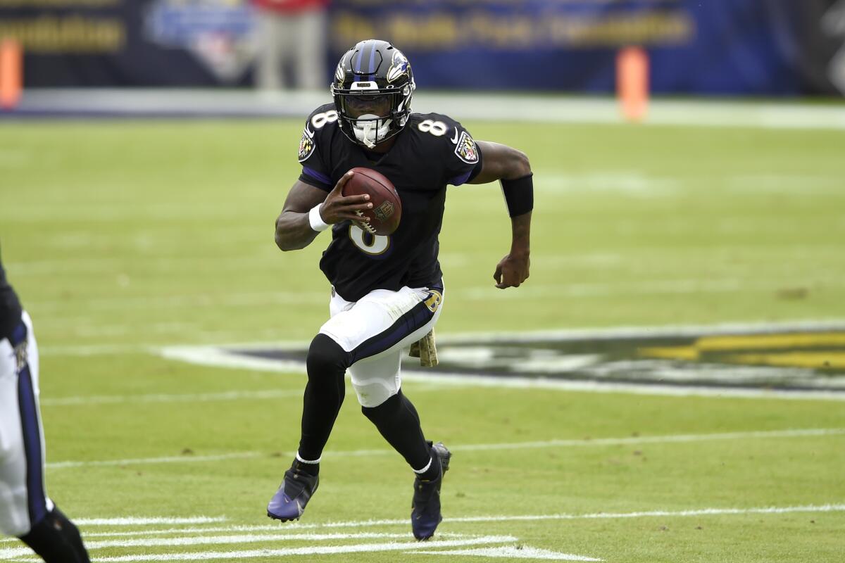 Lamar Jackson, quarterback de los Ravens de Baltimore