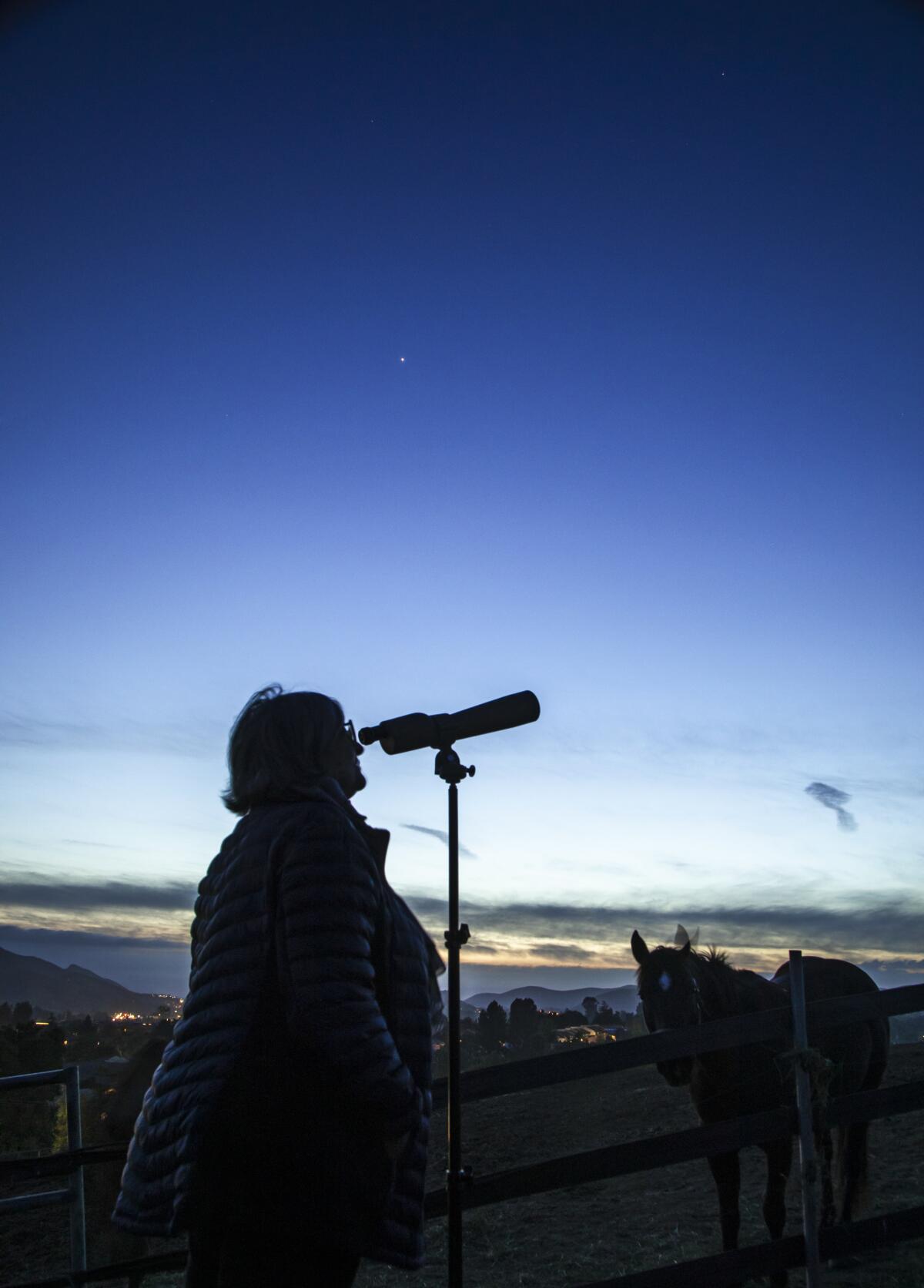Rachel Prado with a telescope in Agoura Hills