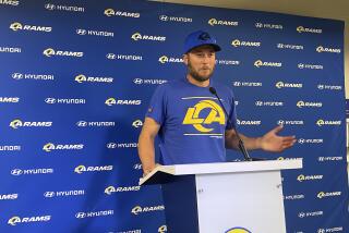 Rams quarterback Matthew Stafford speaks on the first day of availability for the 2023 season.