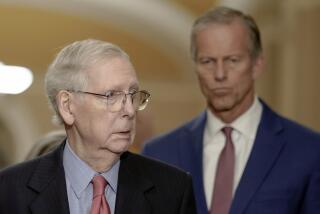 Senate Minority Leader Mitch McConnell, R-Ky., left, speaks as Senate Republican Whip John Thune, R-S.D., right, listens after a policy luncheon on Capitol Hill, Wednesday, Sept. 6, 2023, in Washington. (AP Photo/Mariam Zuhaib)