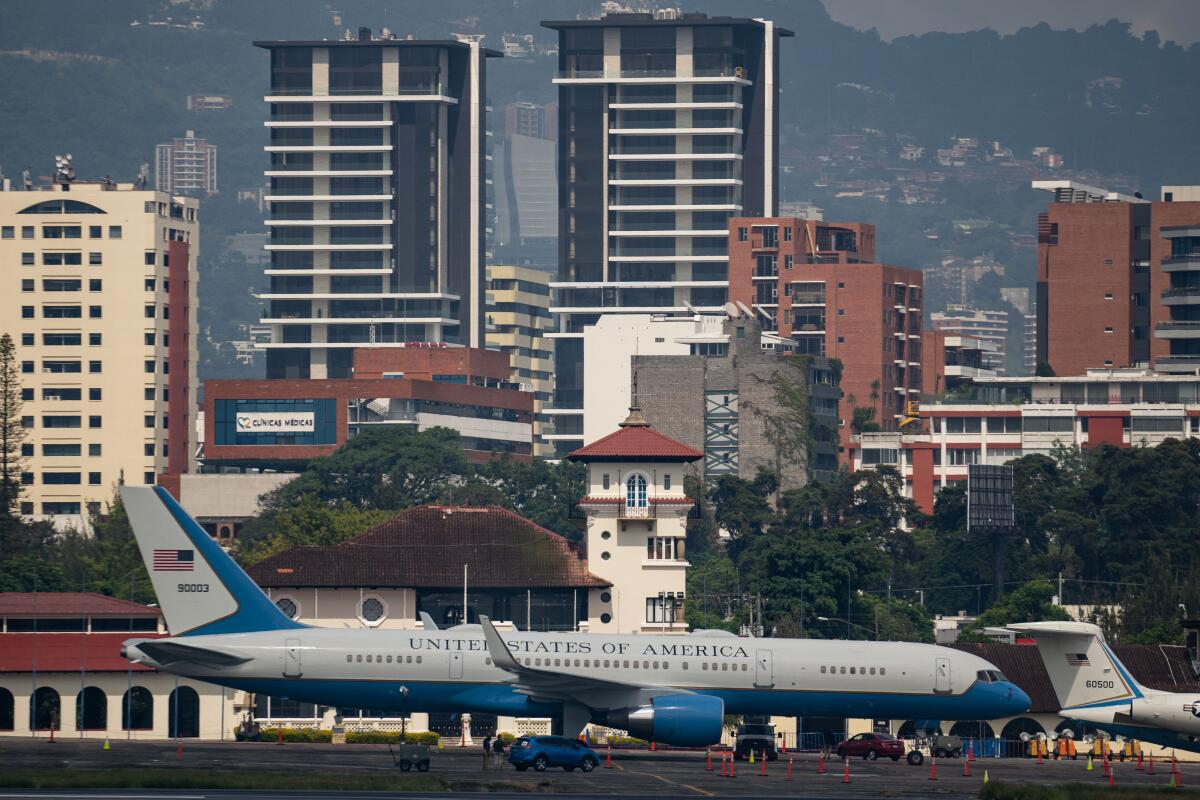 Air Force Two arrives at La Aurora International Airport in Guatemala City last year. 