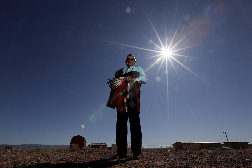 NAVAJO NATION, ARIZ. - FEB. 28, 2020. Steven Benally is a roadman in the Native American tradition of religious worship using peyote, a hallucinogenic derived from a cactus that grows in the desert southwest. A roadman is considered a "healer" and traditionally oversees ceremonies involving the ingestion of the plant. Benally also serves on the board of the Indigenous Peyote Conservation Initiative, a national organization that is working to sustain Indian spiritual practices around peyote. (Luis Sinco/Los Angeles Times)