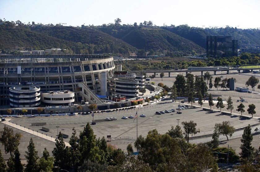 The former Chargers stadium site in Mission Valley.