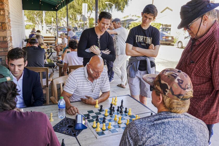 Chess players at Tanners Coffee located at 4342 Sepulveda Blvd, Culver City, CA.